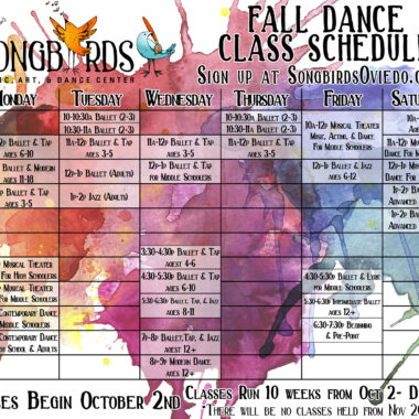 calendar for fall dance schedule