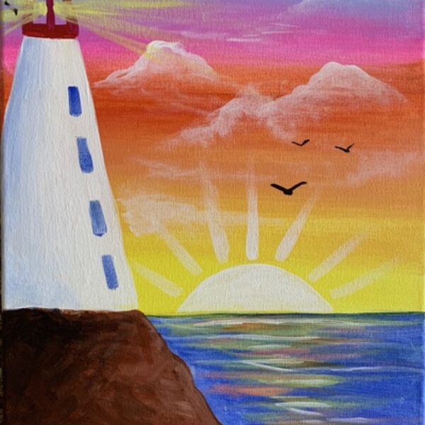 Video- PAINT A LIGHTHOUSE AND SUNSET