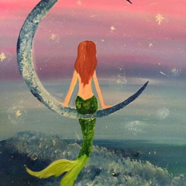 Video- PAINT A MERMAID ON A CRESCENT MOON