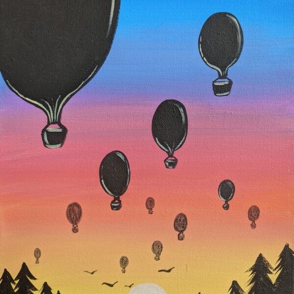 Video- PAINT HOT AIR BALLOONS OVER A SUNSET